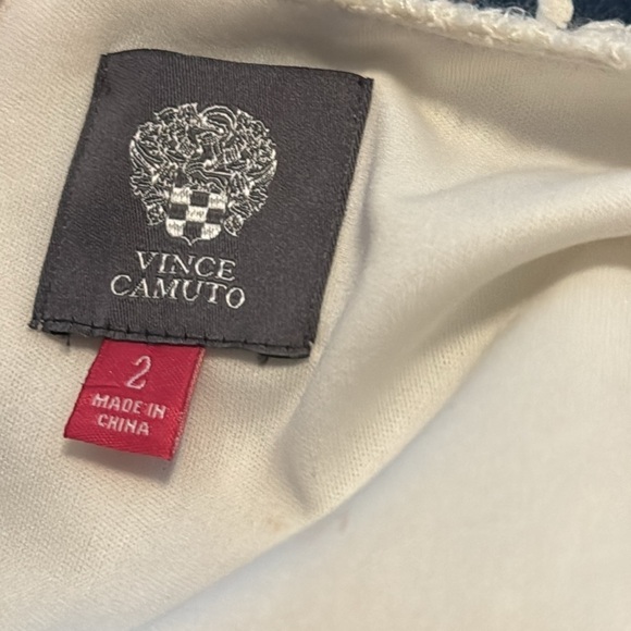 Vince Camuto cream textured gold tone chain waist fit & flare sleeveless dress 2 - Picture 7 of 10